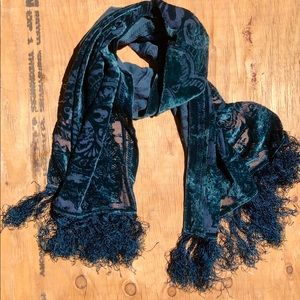 Crushed Velvet Scarf - Blue